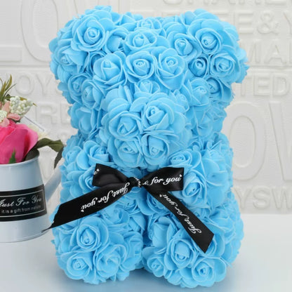 Romantic Valentine'S Day Rose Bear Creative Eternal Flower Rose Bear Christmas Gift Hug Bear Wedding Flower Decoration Gift